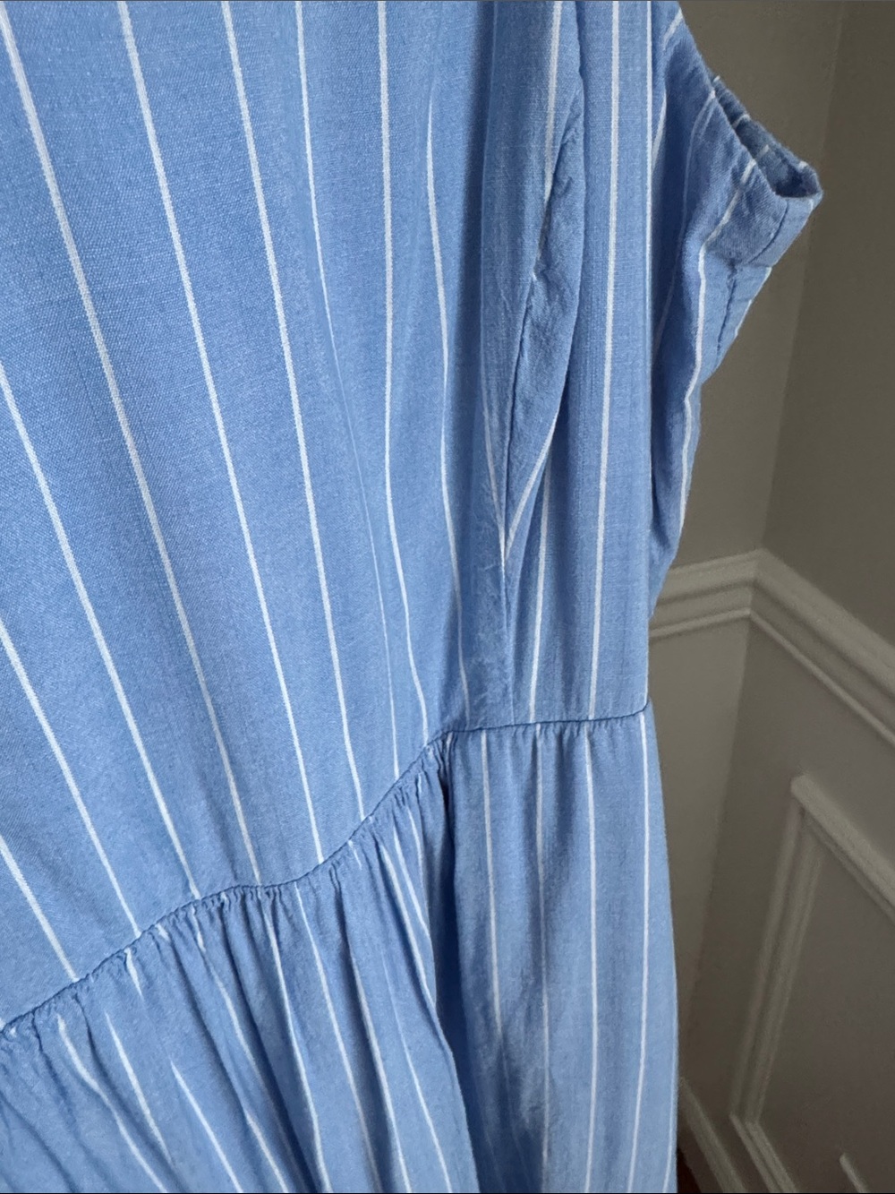Old Navy Light Blue Pinstripe Midi Dress - Picture 4 of 5